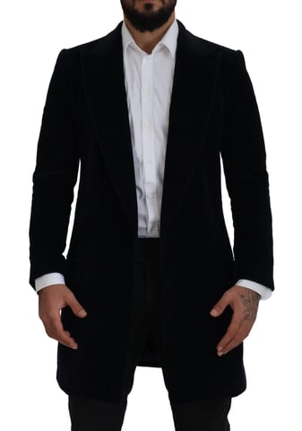 Abrigo largo de algodón negro Dolce & Gabbana para hombre