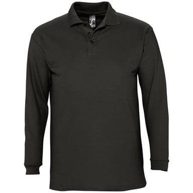 SOLS Mens Winter II Long Sleeve Pique Cotton Polo Shirt (Black)