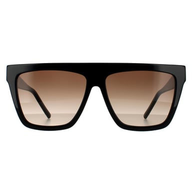 Gafas de sol cuadradas para mujer Hugo Boss en negro brillante y marrón degradado.