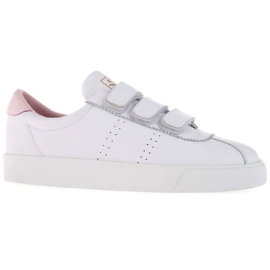 Superga Womens/Ladies 2870 Sport Club S Leather 3 Touch Fastening Strap Trainers (White/Light Pink)