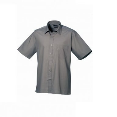 Premier Mens Short Sleeve Poplin Shirt (Dark Grey)