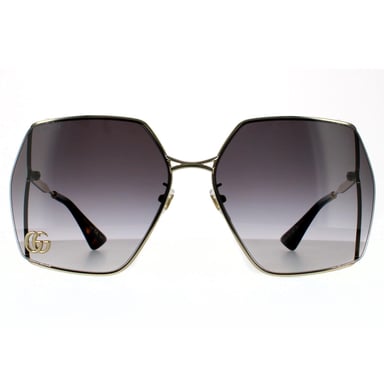 Gucci Square Womens Gold  Grey Gradient  Sunglasses