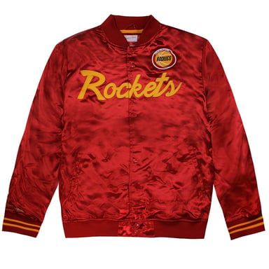 Mitchell y Ness Houston Rockets Mens Satin Bomber Chaqueta