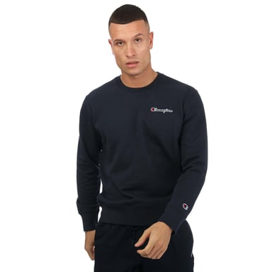 Men's Champion Crew Neck Small Script Logo Sweatshirt in Navy