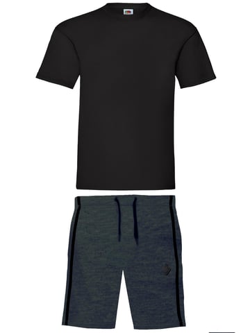 Enzo | Conjunto de camiseta y pantalón corto para hombre - Negro/Carbón