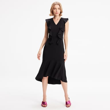 Jersey dress with wide ruffles