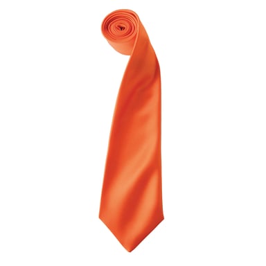 Premier Mens Plain Satin Tie (Narrow Blade) (Orange)