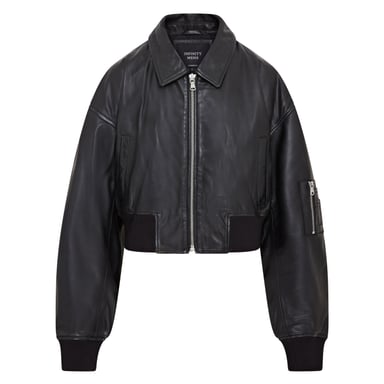 Chaqueta bomber MA-1 de cuero de gran tamaño para mujer