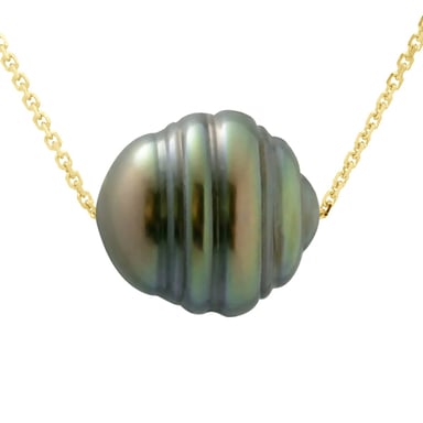 Necklace Real Cultured Tahiti Pearl PASSING THROUGH Circled 10-11 mm
