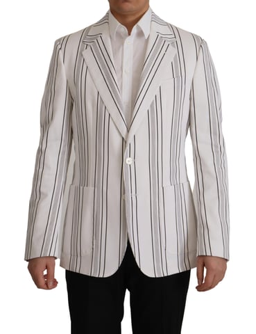 Blazer de hombre de algodón de una sola botonadura con rayas blancas Dolce & Gabbana