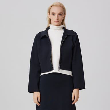 Minimalist front zipper crop jacket