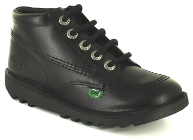 Kickers Childrens Boots Hi Core y Leather Lace Up black