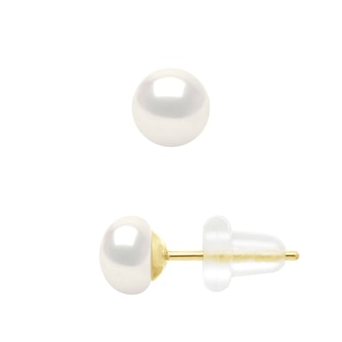 Earrings Real Cultured Freshwater Pearls Button 5-6 mm