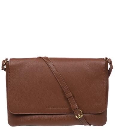 'Ruby' Dark Tan Nappa Leather Cross Body Bag