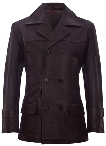 Chaqueta de cuero estilo marinero alemán de piel de vaca de Dr. Who