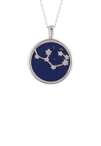 Zodiac Lapis Lazuli Gemstone Star Constellation Pendant Necklace Silver Sagittarius