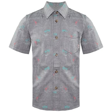 Camisa infantil gris con estampado de palmeras y cuello de manga corta Off The Wall de Vans