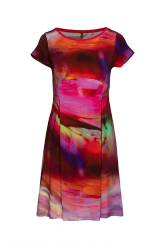 Pleat Detail Print Dress
