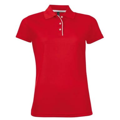 SOLS Womens/Ladies Performer Short Sleeve Pique Polo Shirt (Red)