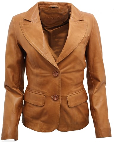 Chaqueta tipo blazer de cuero con dos botones para mujer - Newport