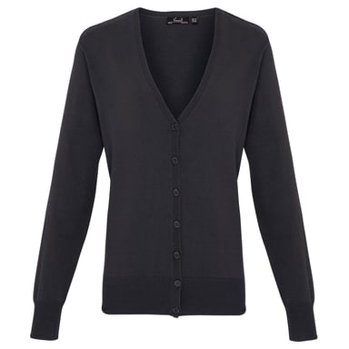 Premier Womens/Ladies Cotton Acrylic V Neck Cardigan (Charcoal)