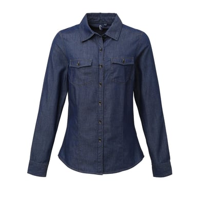 Premier Womens/Ladies Stitch Shirt (Indigo Denim)
