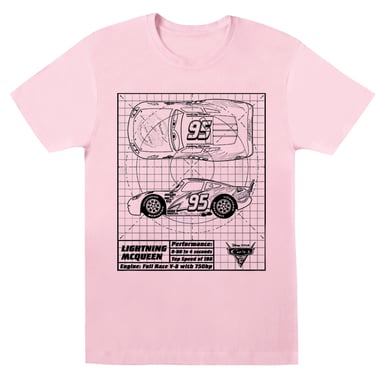 Disney Womens/Ladies Cars Lightning McQueen Blueprint Cotton Boyfriend T-Shirt (Baby Pink)