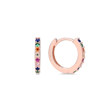 Pendientes Luxenter  de Plata de Ley 925 con Circonita Multicolor acabados en oro rosa de 18K - Valarys