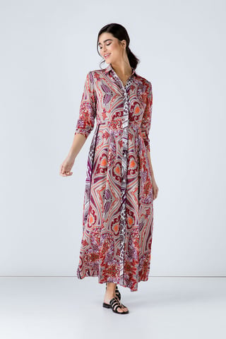 Vestido largo estampado con botones