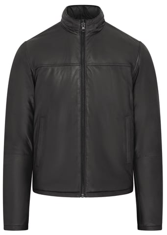 Chaqueta Bomber Reversible De Cuero Negra Para Hombre - Raufoss