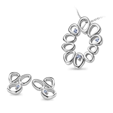 Orphelia Women's 925 Sterling Silver Set: Chain-Pendant + Earrings - Silver SET-5018