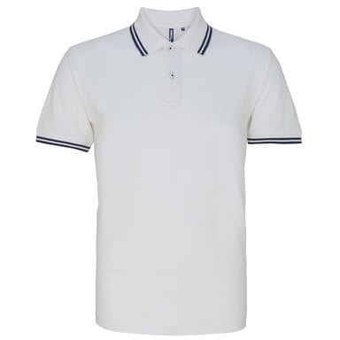 Asquith & Fox Mens Classic Fit Tipped Polo Shirt (White/ Navy)