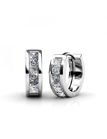 Pendientes Aros Cuadrados - Plata y Cristal