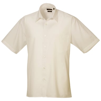Premier Mens Short Sleeve Formal Poplin Plain Work Shirt (Natural)