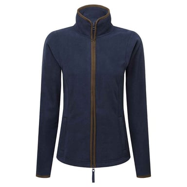Premier Womens/Ladies Artisan Contrast Trim Fleece Jacket (Navy/Brown)