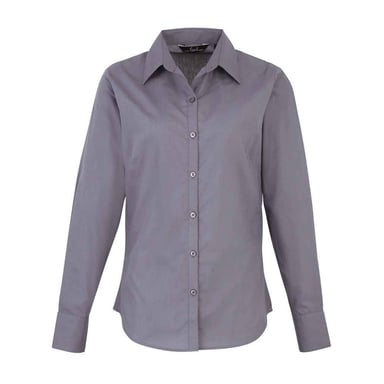 Premier Womens/Ladies Long-Sleeved Shirt (Steel)