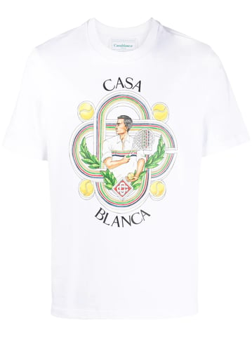 Camiseta blanca con estampado Le Joueur de Casablanca