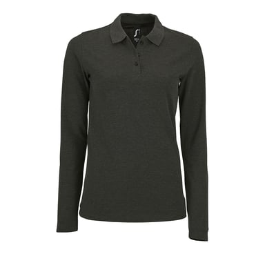 SOLS Womens/Ladies Perfect Long Sleeve Pique Polo Shirt (Charcoal Marl)