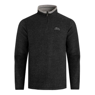 Weird Fish Mens Newark Grid Eco Friendly Quarter Zip Fleece Top (Washed Black)