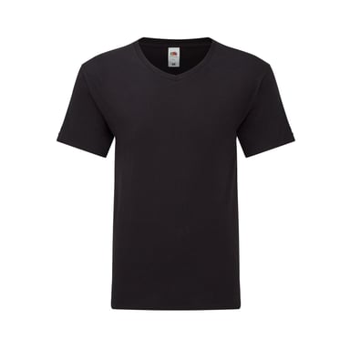 Fruit Of The Loom Mens Iconic 150 V Neck T-Shirt (Black)