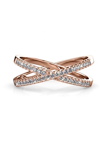 Anillo X - Oro rosa y cristal