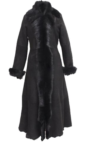 Gabardina de piel de oveja Toscana de ante negro para mujer - Rushden