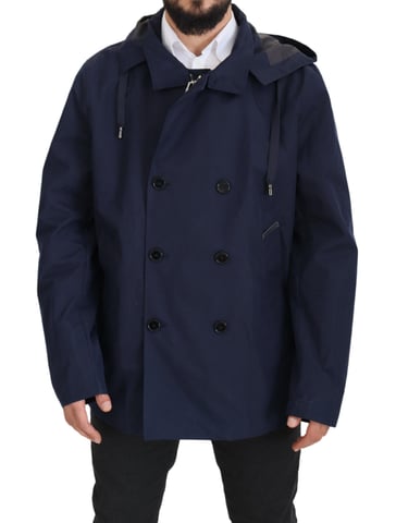 Abrigo azul con capucha y doble botonadura de Dolce & Gabbana para hombre