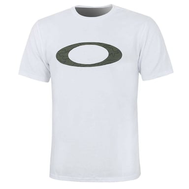 Oakley Campo de la tripulación de manga corta Hombres blancos Línea de ellipse camiseta de camuflaje 457359 100