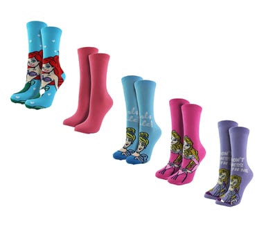 5 Pares de Calcetines de Princesa para Mujer | Casual Cute Funny Novelty Disney Socks | Regalos Disney - Princesa
