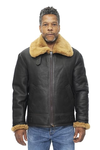 Chaqueta de aviador de piel de oveja B3 WW2 para hombre - Charleston
