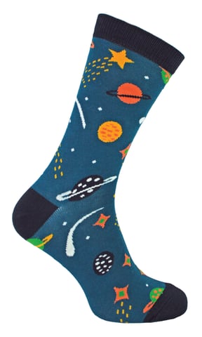 Calcetines de bambú con estampado de estrellas, galaxias y planetas - Space (Azul Marino)