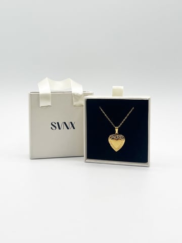 Large Heart Locket Necklace in Gold