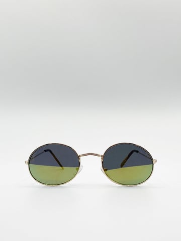 Metal Frame Round Sunglasses with Mirror Lenses