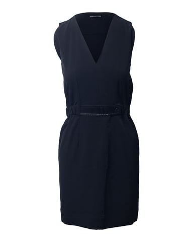 Balenciaga V-Neck Sheath Dress in Black Triacetate
